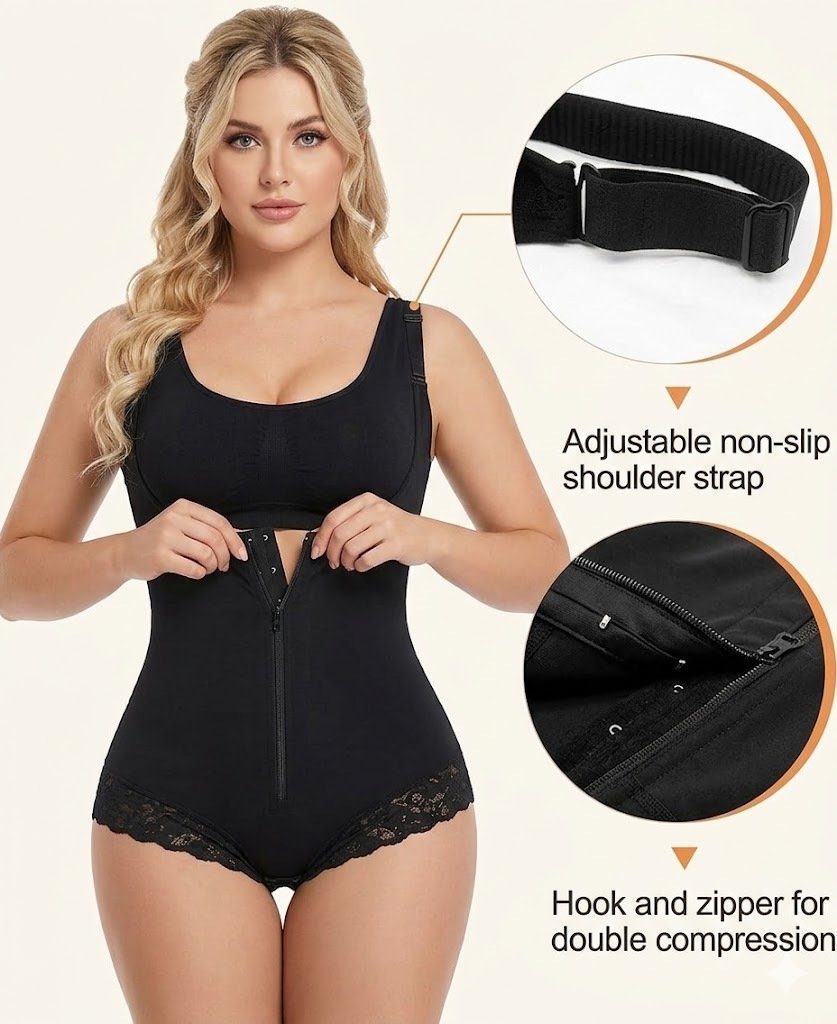Faja colombiana body moldeador de encaje con cremallera – imagen 3